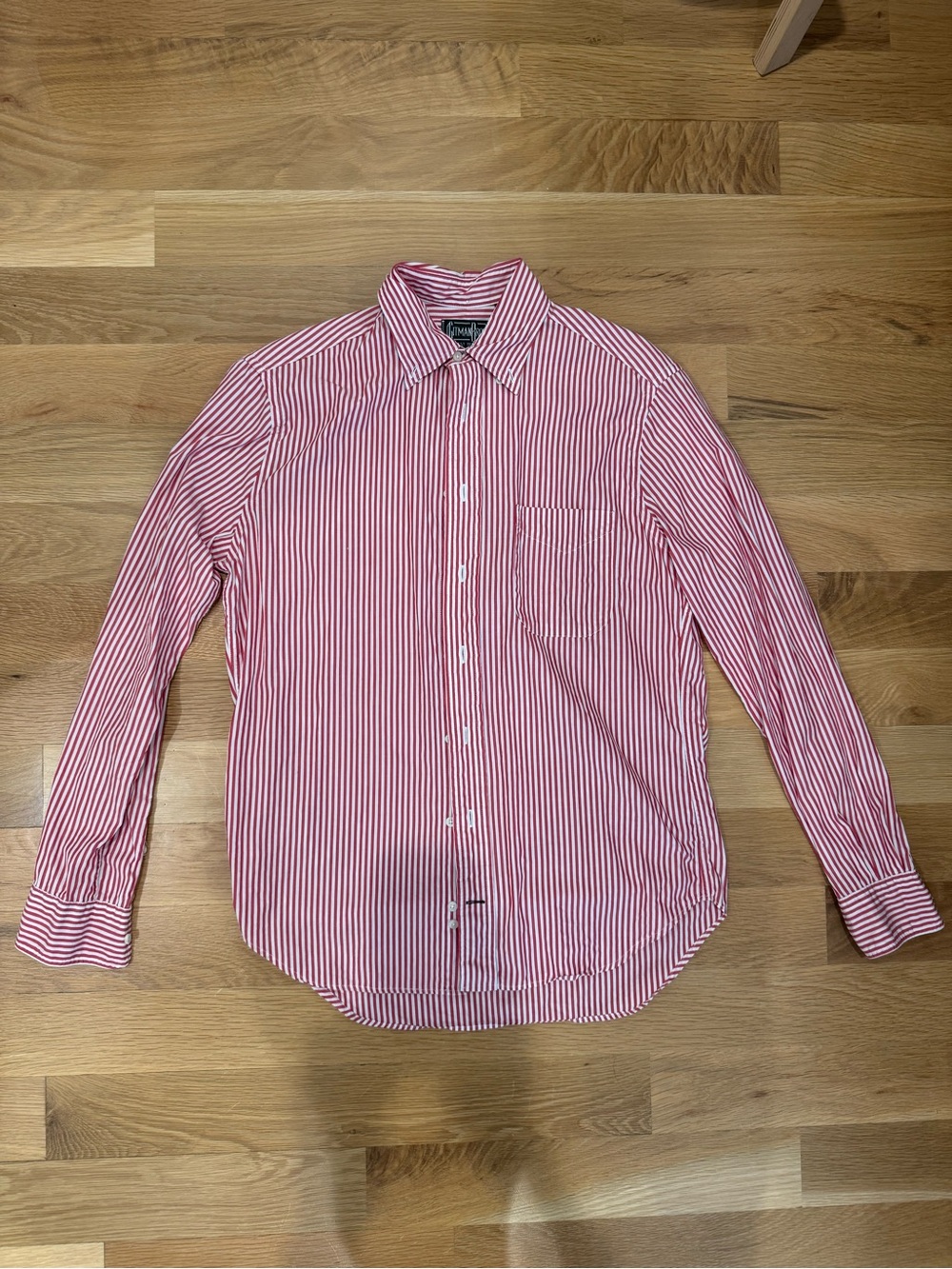 Gitman Bros Vintagr Men's Red & White Striped Button-Up Shirt size M